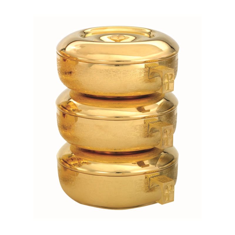Triple Stacky Ciborium, Gold Plate 24Kt / set of 3-pc