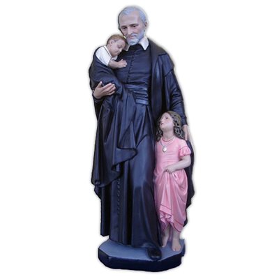 St. Vincent de Paul Color Fiberglass Outdoor Statue, 43"