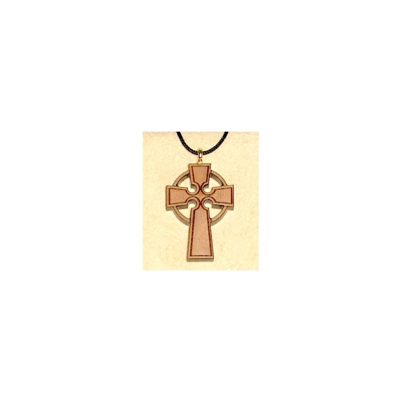 Cherry Wood Celtic Cross & Rope Pendant, 1 3 / 8" (3.5 cm)