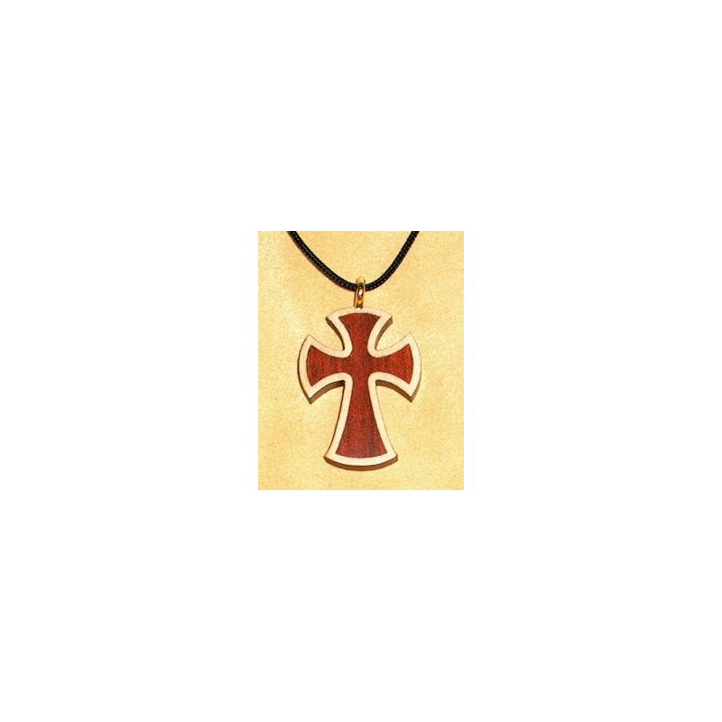 Pendentif croix & corde en érable & rubanne, 1.25" (3.2 cm)