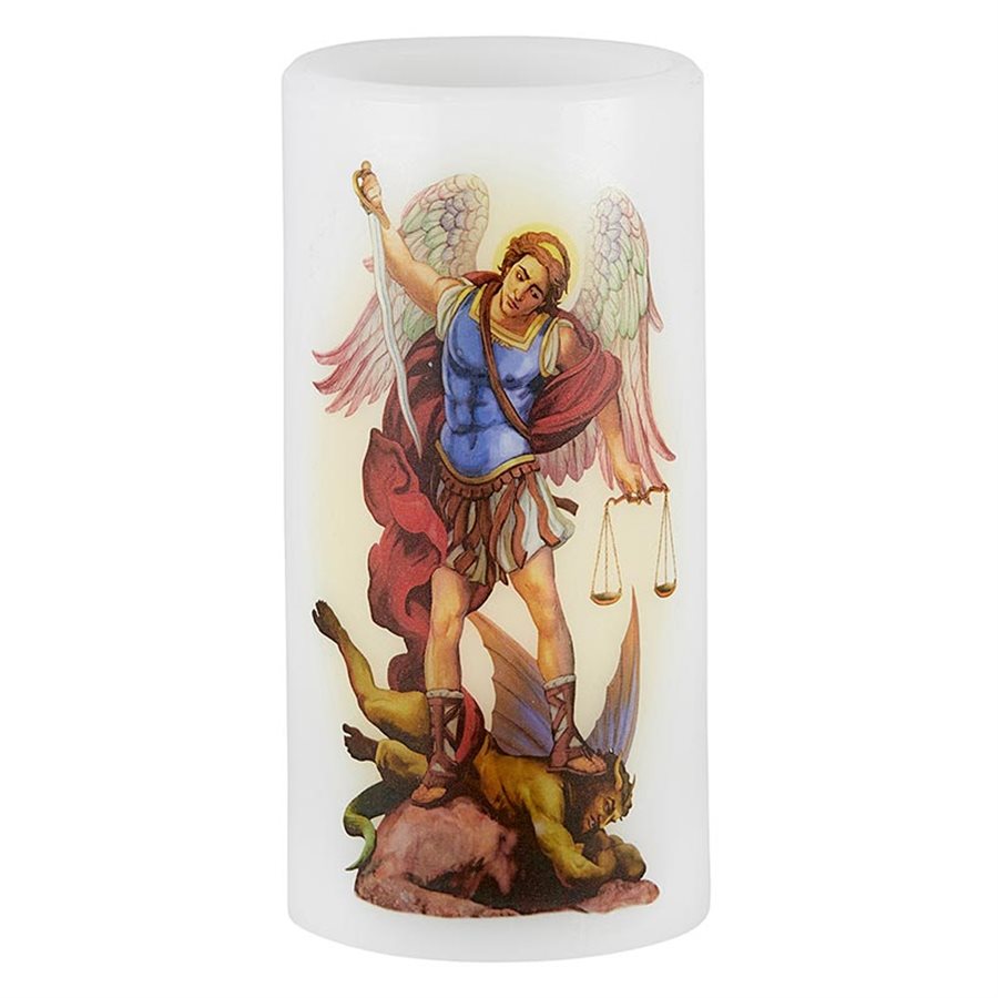LED batteries Candle 3'' x 6'', Saint Michael Archangel