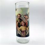 Holy Family Glass Nova Candle Holders, 3 x 8¼"  /  un