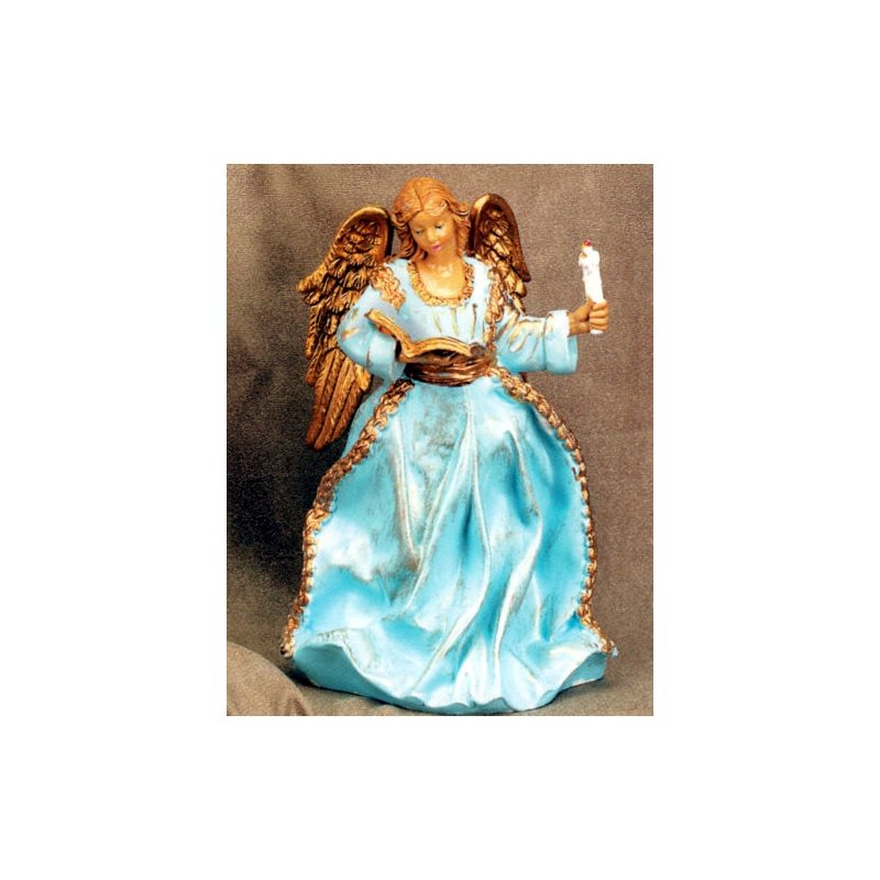 Blue and Gold Resin Standing Angel, 8" (20 cm)