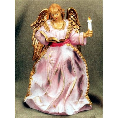 Pink and Gold Resin Standing Angel, 8" (20 cm)