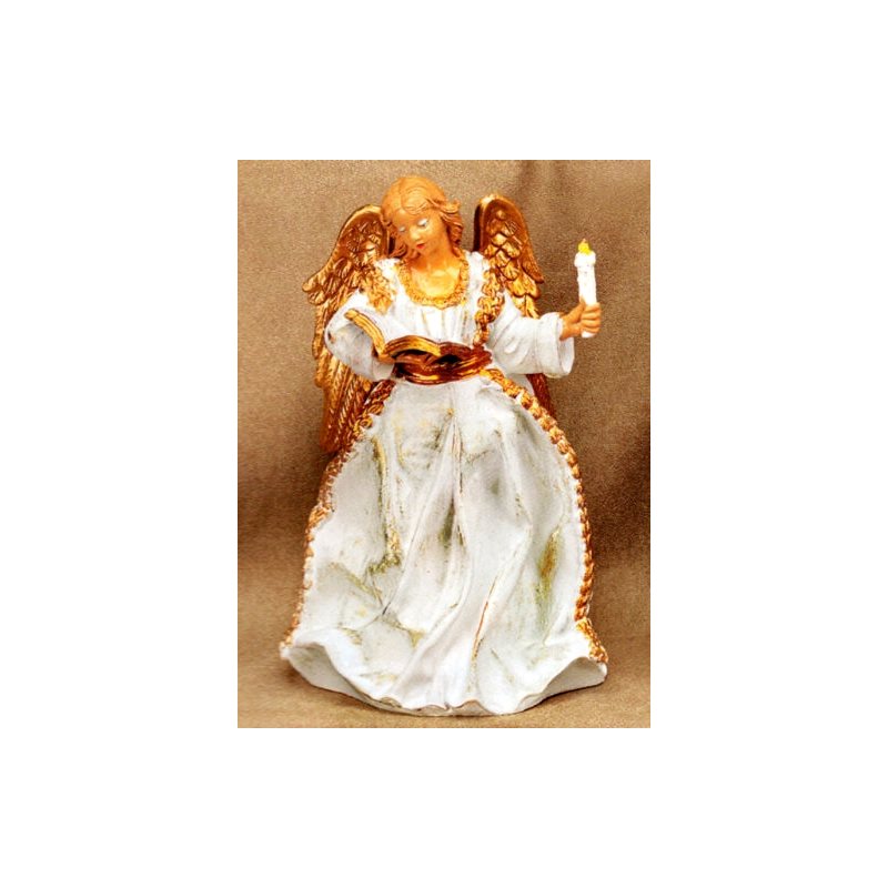 White and Gold Resin Standing Angel, 8" (20 cm)