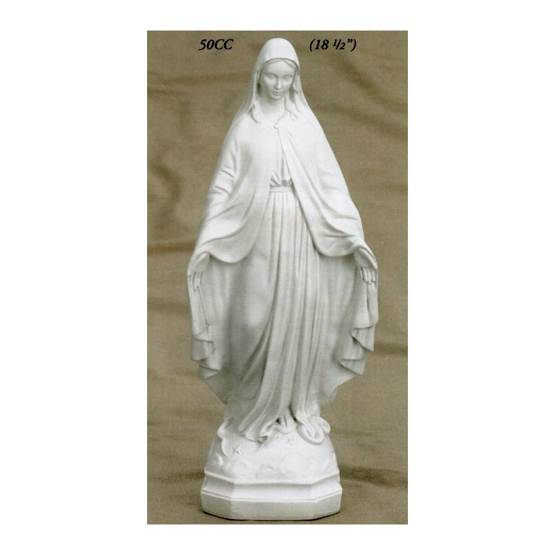 Statue Immaculée Conception 18.5" (47 cm) en résine blanche