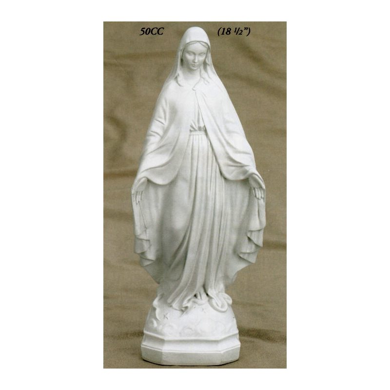 Our Lady of Grace White Resin Statue, 18.5" (47 cm)