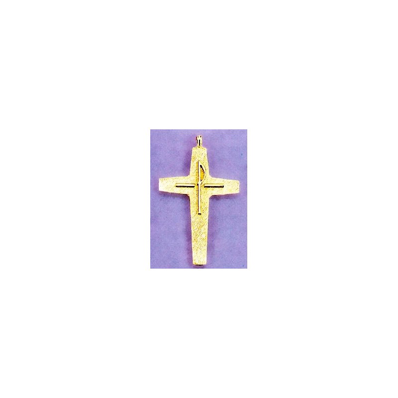 Croix pectoral doré 3 3 / 8" avec chaîne 36"