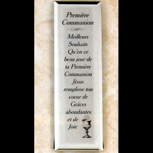 Beveled Mirror Plaque For First Communion, French text.