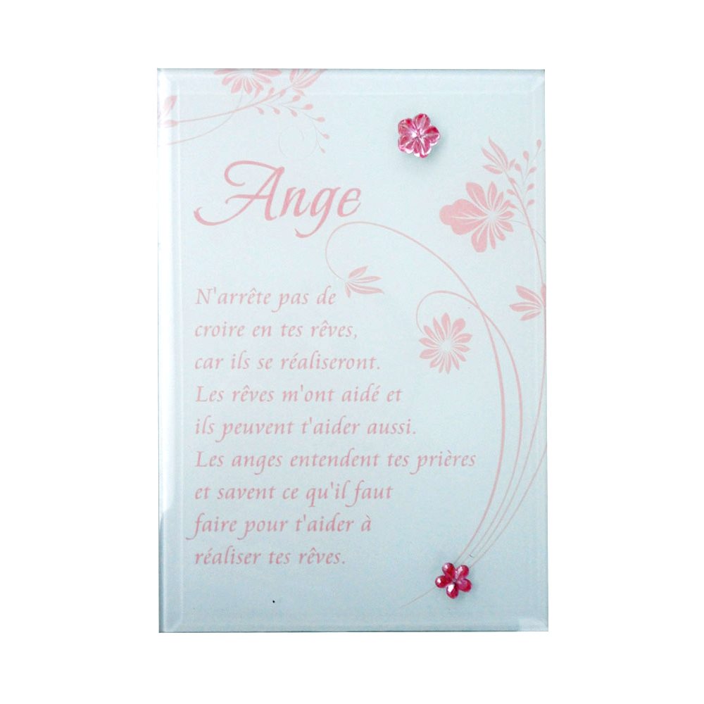 Miroir coloré «Ange», perles roses, 12 x 18 cm, Français