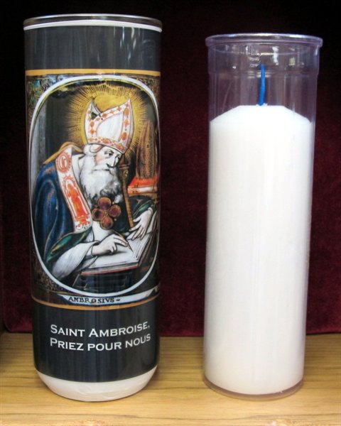 Veilleuse 8'' Saint Ambroise et plastique 5jrs / un Veilleuse 8'' Saint Ambroise et plastique 5jrs / un