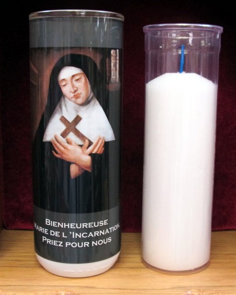 Veilleuse 8'' B. Marie de l'Incarnation et plastique 5jrs / un Veilleuse 8'' B. Marie de l'Incarnation et plastique 5jrs / un