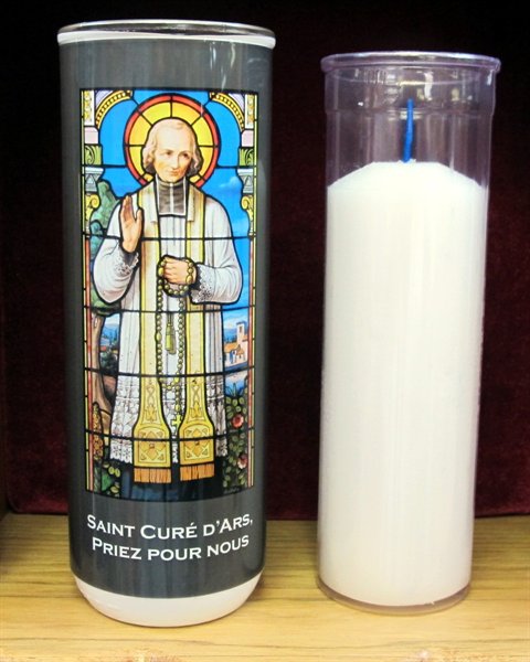 Veilleuse 8'' Saint Curé d'Ars et plastique 5jrs / un Veilleuse 8'' Saint Curé d'Ars et plastique 5jrs / un