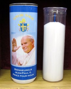 Veilleuse 8'' B. Pape Jean-Paul II et plastique 5jrs / un