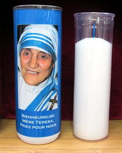 Veilleuse 8'' Mère Teresa et plastique 5jrs / un