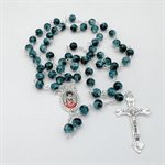 Carlo Acutis Rosary, 6mm, Blue Marble Glass
