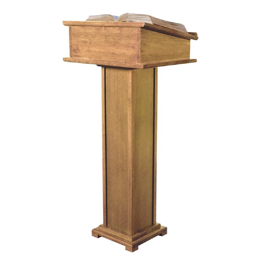 Lectern with Shelf, Solid Wood Pecan Stained, 43" Ht.