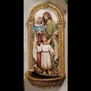 Holy Family Water Font 7.75" (19.7 cm), Resin-stone