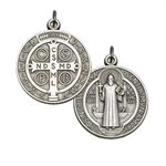 Médaille Saint Benoit argentée 21 mm