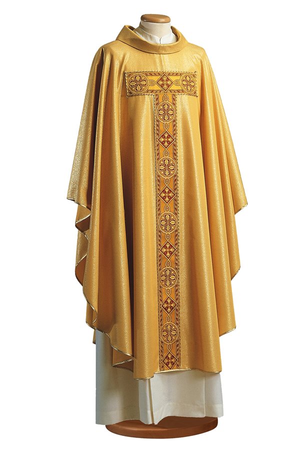 Chasuble #65-000262 80% Wool / 20% Lurex, golden fabric