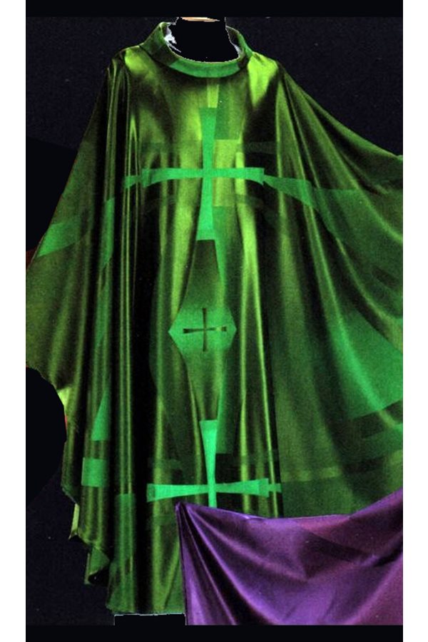 Chasuble Verte #65-000521 en laine et soie
