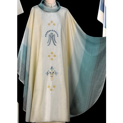 Chasuble #65-002005-348 mariale en laine et lurex
