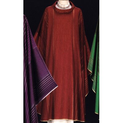 Chasuble #65-002010 rouge en laine et lurex