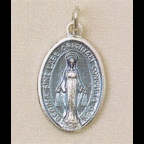 Blue Enamel Miraculous Medal, 3 / 4" (1.9 cm)