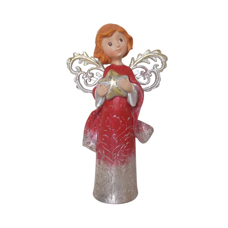 Resin "Star" red Christmas Angel, 8''