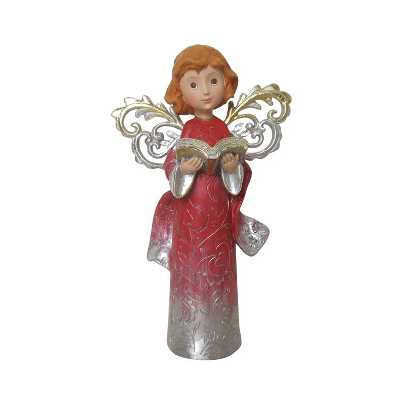 Resin "book" red Christmas Angel, 8''