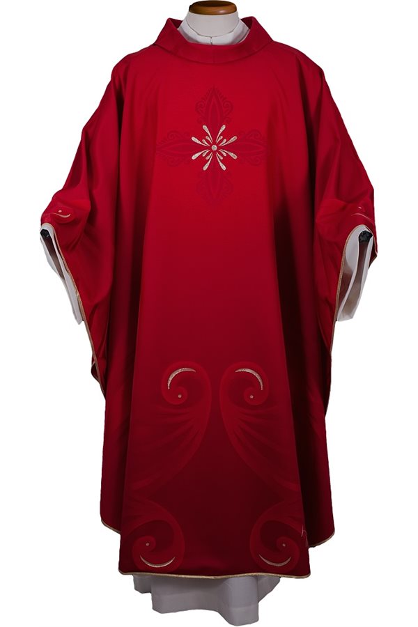 Red Chasuble #65-000561 in silk and wool