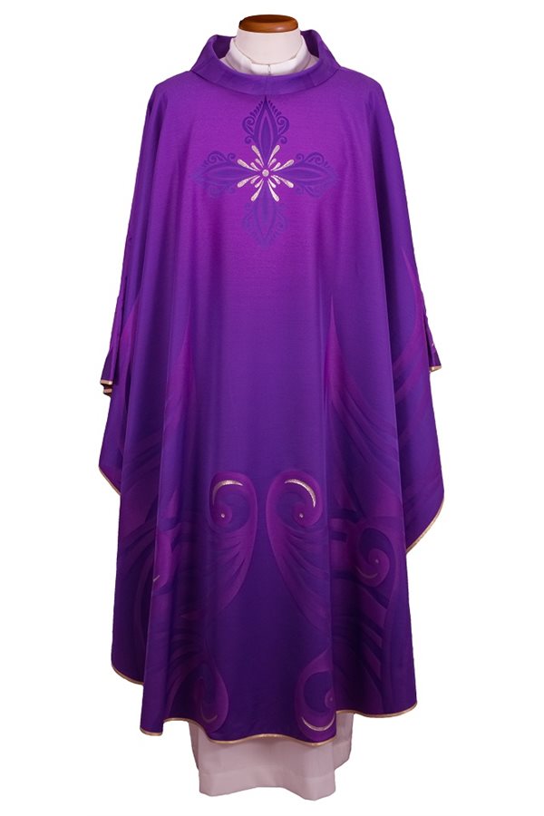 Purple Chasuble #65-000561 in silk and wool