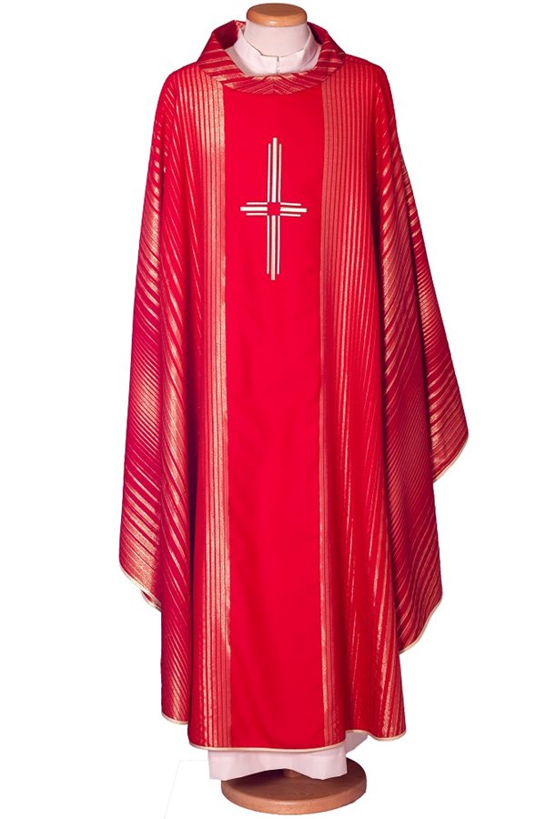 Red Chasuble #65-002003 wool and lurex