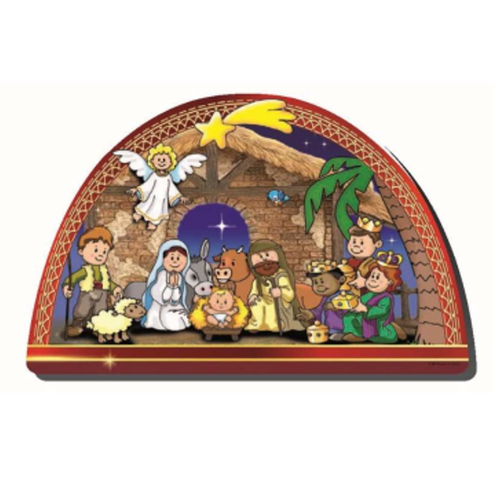 Wood Nativity Plate 18 x 12 cm