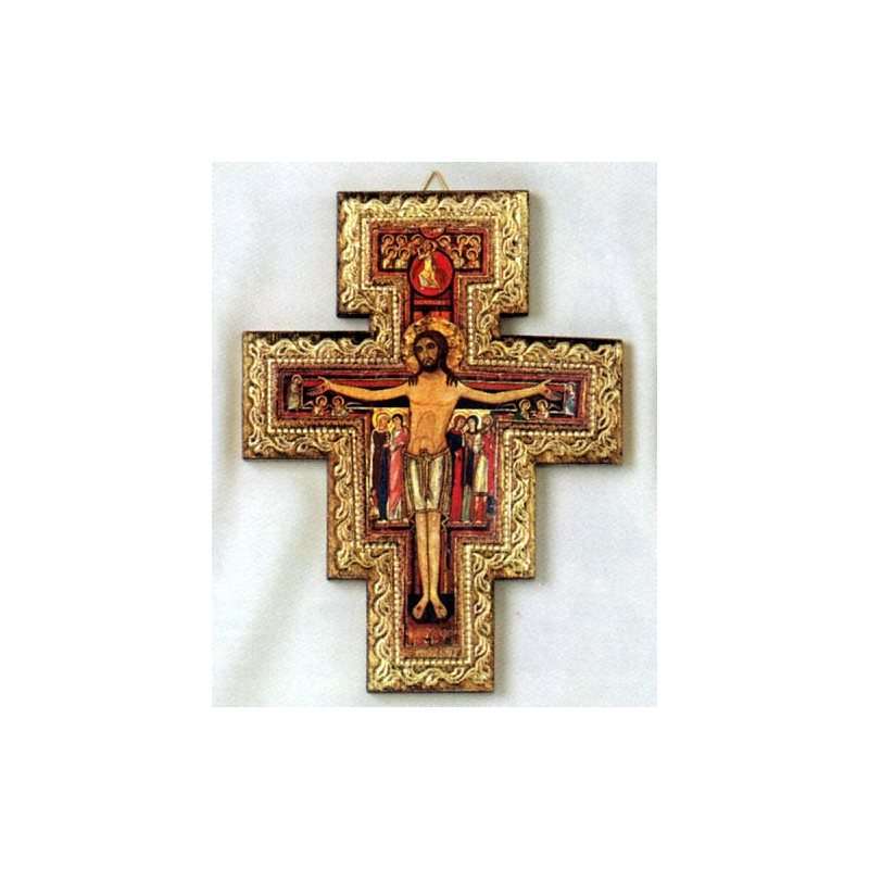 St. Damian Wood Cross, 7.5" (19 cm)