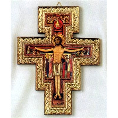 St. Damian Wood Cross, 7.5" (19 cm)