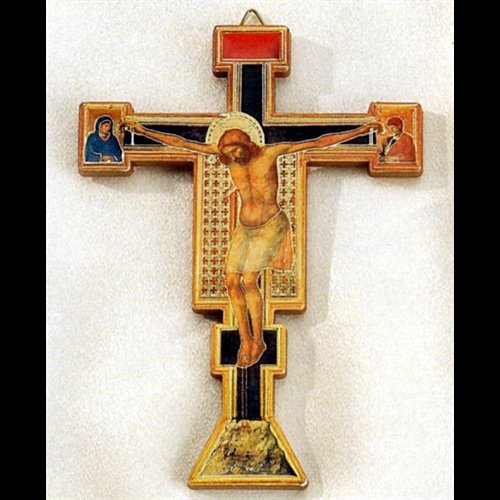 Croix Saint Damien en bois avec carte en anglais