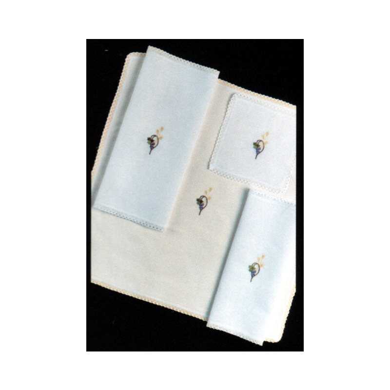 Linens (set of 4) with embroidered pattern (cotton / linen)