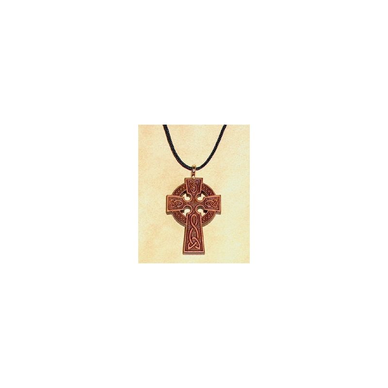 Cherry Wood Celtic Cross & Rope Pendant, 1 3 / 8" (3.5 cm)