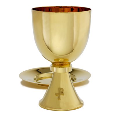Chalice 6 7 / 8" Ht. w / large well paten, 6.75" (17.1 cm) Dia.