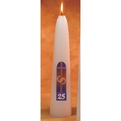 25th Anniversary Wedding Candle, 2 5 / 8" x 12" (67 x 300 mm)