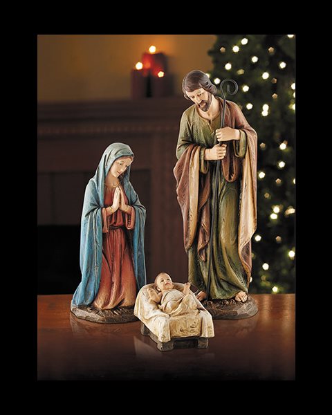 Resin / Stone Holy Family figurines, 16" (40.6 cm) Ht. / set 3