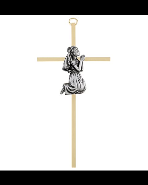 7" Brass Cross - First Communion Girl