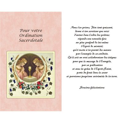 Carte Ordination Sacerdotale 5.25'' x 8.5'' (13.3 x 21.6 cm)