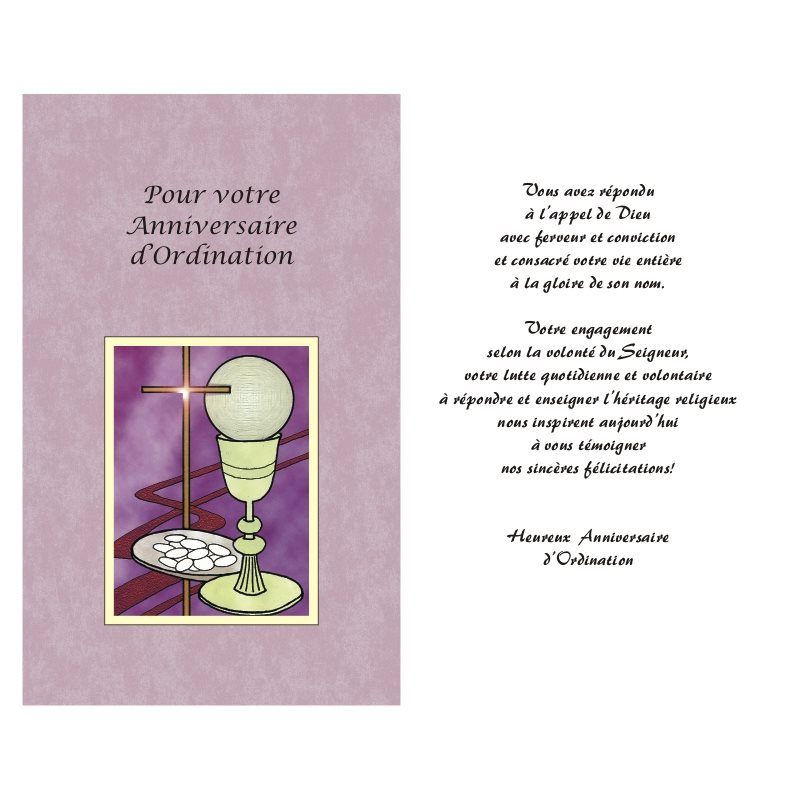 Carte Anniversaire d'Ordination Sacerdotale 5.25'' x 8.5''