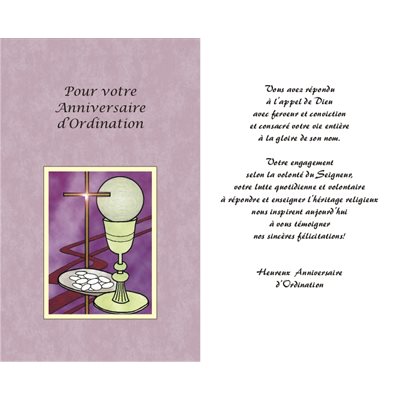 Carte Anniversaire d'Ordination Sacerdotale 5.25'' x 8.5''