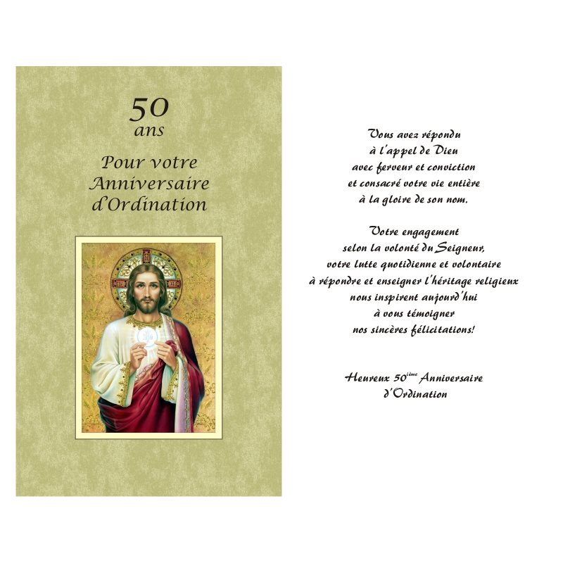 Carte 50e Anniversaire d'Ordination Sacerdotale 5.25''x8.5''