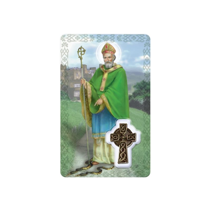 Carte et médaille plastifiée et prière Saint Patrick