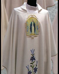 Chasuble et Étole Mariale #341 Blanche