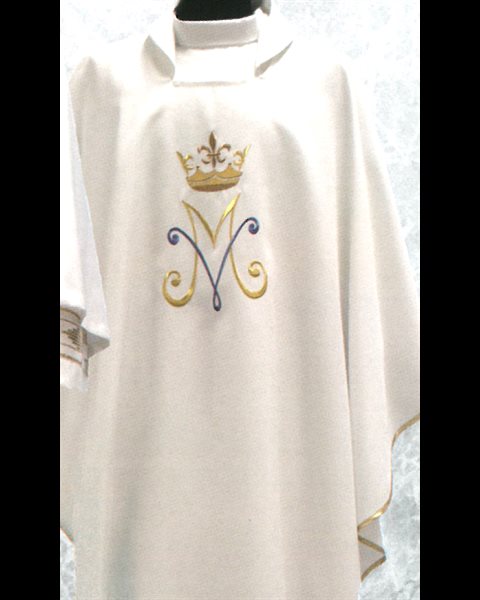 Marial Chasuble and Stole #345 White